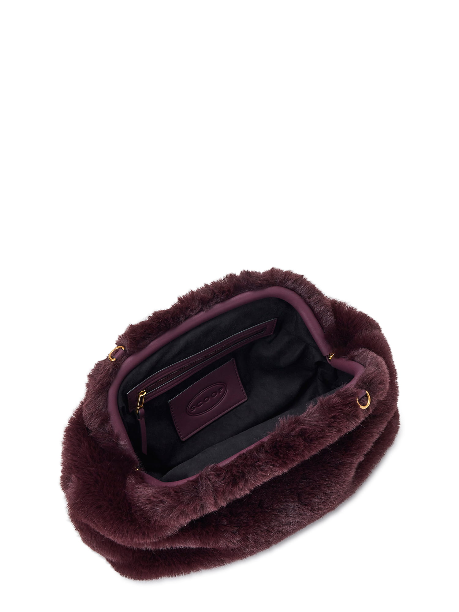 Scoop Women's Faux Fur Clutch with Chain Handle, Purple 