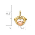 thumbnail image 3 of 14k Two-tone Gold CZ Dolphins with Heart Pendant, 3 of 4