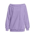 thumbnail image 7 of Staron Women's Off Shoulder Long Sleeve Tops Casual Loose Knitted Sweater Pullover Solid Color Comfy Winter Fall Spring Fashion Basic, Purple XL, 7 of 7