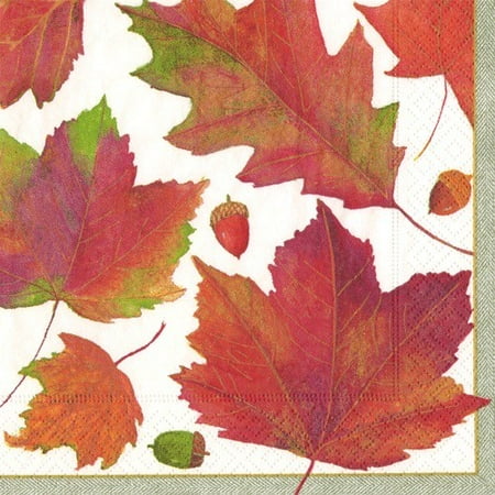 - Paper Napkins 13520C Watercolor Leaves Ivory Cocktail Napkins
