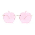 thumbnail image 2 of Funky Apple Peach Shape Lens Avant Garde Rimless Pimp Sunglasses Pink, 2 of 4