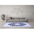 thumbnail image 3 of Ahgly Company Machine Washable Indoor Round Medallion Blue Traditional Area Rugs, 4' Round, 3 of 4