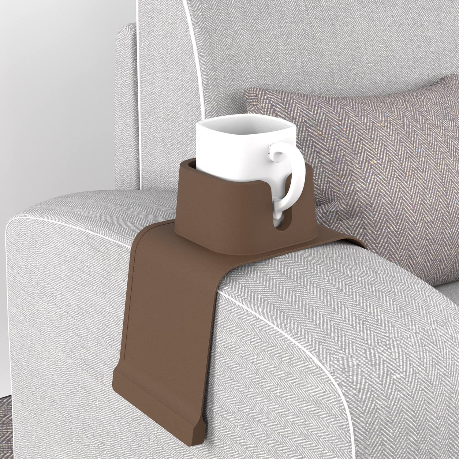 Petmoko Couch Cup Holder, Anti-Spill Sofa Cup Holder Silicone Coaster,Suitable  for Sofa Recliner Armchairs,Brown 