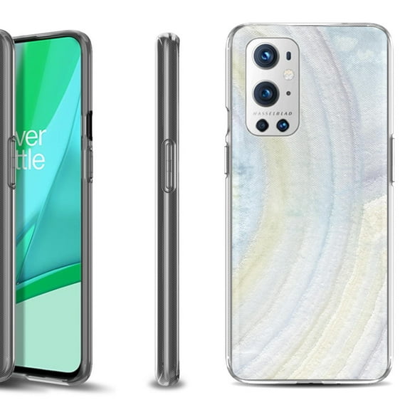 Slim-Fit Flexible TPU Gel Phone Case Compatible with OnePlus 9 PRO 5G, by OneToughShield ® - Marble / Rainbow