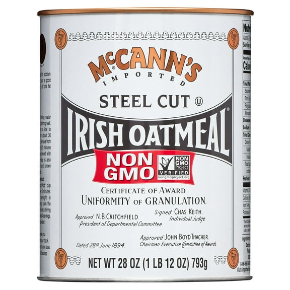 McCann's, Imported Steel Cut Irish Oatmeal, Non-GMO Project Verified Oatmeal, Kosher, 28 OZ Tin