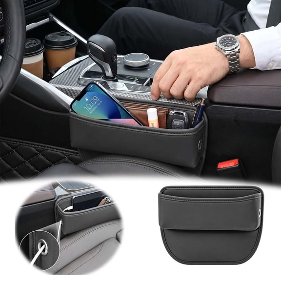 Car Seat Gap Filler 1 pack Car Gap Filler Seat Organizer Front Seat Leather Car Accessories for Women Men, Car Essentials for SUV Truck, Adjustable Seat Gap Filler Organizer (Black 1 pack)