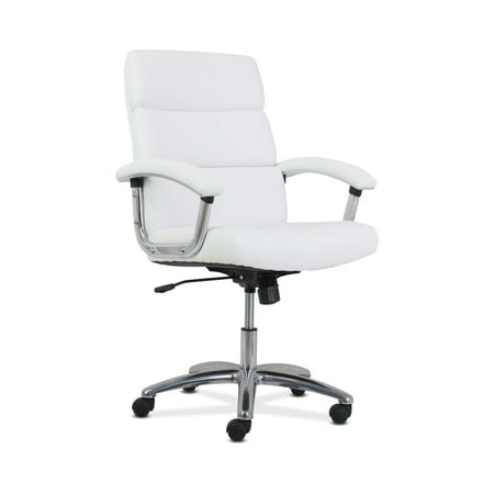 White Wood Desk Chairs HON Traction High-Back Modern Executive Chair - Leather Computer Chair for Office Desk, White (HVL103) ()