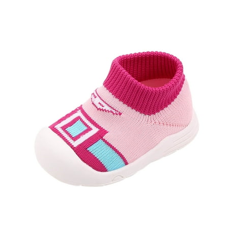 Siilsaa Sock Shoes for Baby Boy Baby Girls Soft Sole Bowknot Princess Wedding Dress Mary Jane Flats Prewalker Light Baby Sneaker Shoes Pink 12-18 Months