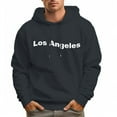 thumbnail image 4 of Men's 100% Cotton Los Angeles Letters Hoodie 330g Heavy Pocket Hood, 4 of 15