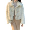 thumbnail image 2 of ZQUUVOU Women's Shearling Coat with Traditional Toggle Buttons Faux Fur Cozy Cropped Coat Solid Color Plush Fluffy Outerwear White, 2 of 5