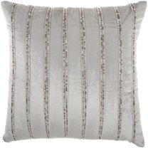 Mina Victory Sofia Beaded Stripes 20" x 20" Indoor Throw Pillow in Light Gray