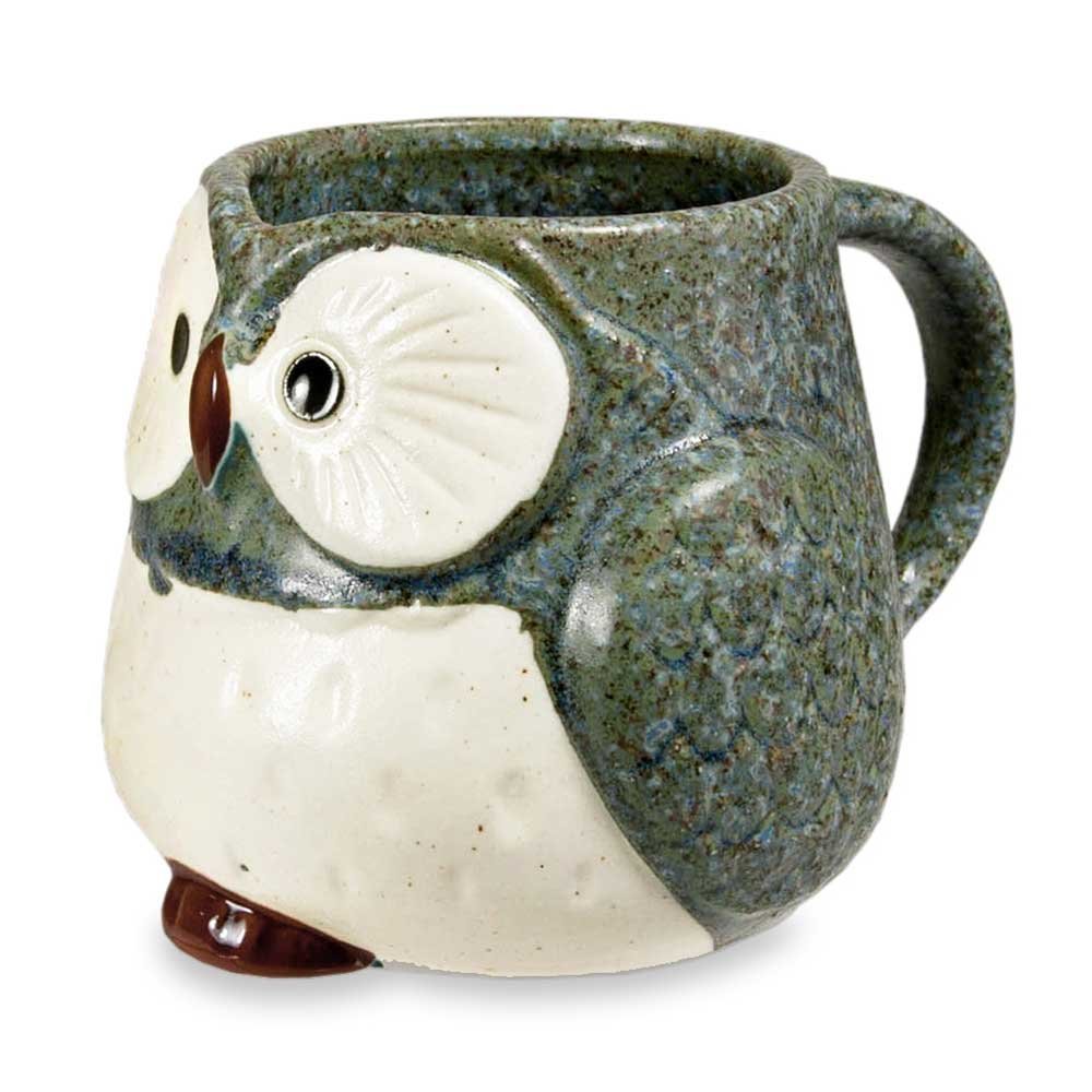 owl ceramic mug (blue)
