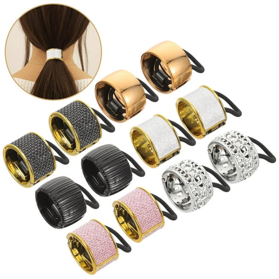 IBASETOY 2 Sets Decorative Ponytail Cuff Assorted Color Hair Ties Hold Hair 6 Pcs Per Set