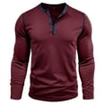 thumbnail image 5 of SWSMCLT Men's 2025 Henley Shirt Comfy Fall Henley Elasthane Cotton Pull On Regular Fit Top Casual Blouse Button Burgundy Medium, 5 of 5