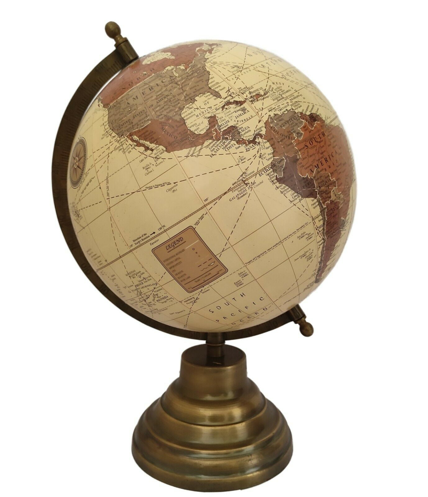 22cm Vintage Style Rotating Globe Swivel Map Earth Geography Atlas World Gift 