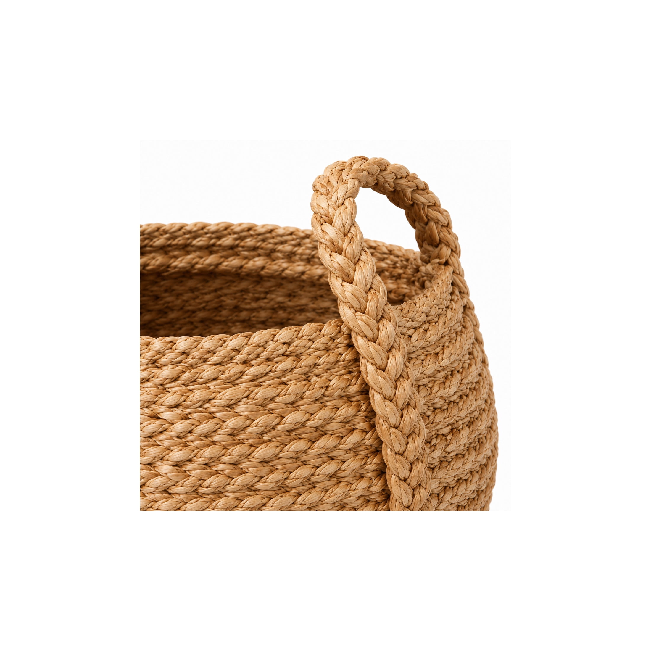 DecMode 15" x 12" Brown Seagrass Handmade Woven Storage Basket with Braided Handles, 1-Piece