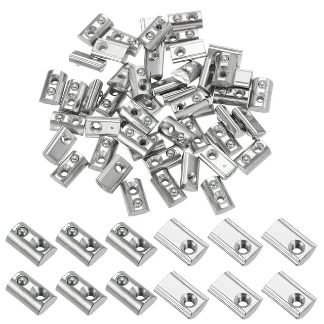 M3 Demi-Rond Rouleau en Ressort Écrous T Série 2020 Acier au Carbone Fente T Ressort Écrous Argent, 100 Pcs
