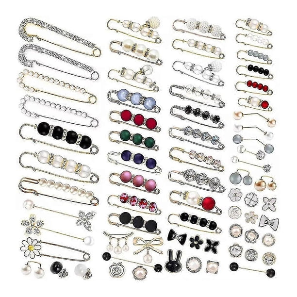 70 piezas de broches de perlas, broches dobles de perlas sintéticas para ajustar la cintura, botones de moda para mujer.