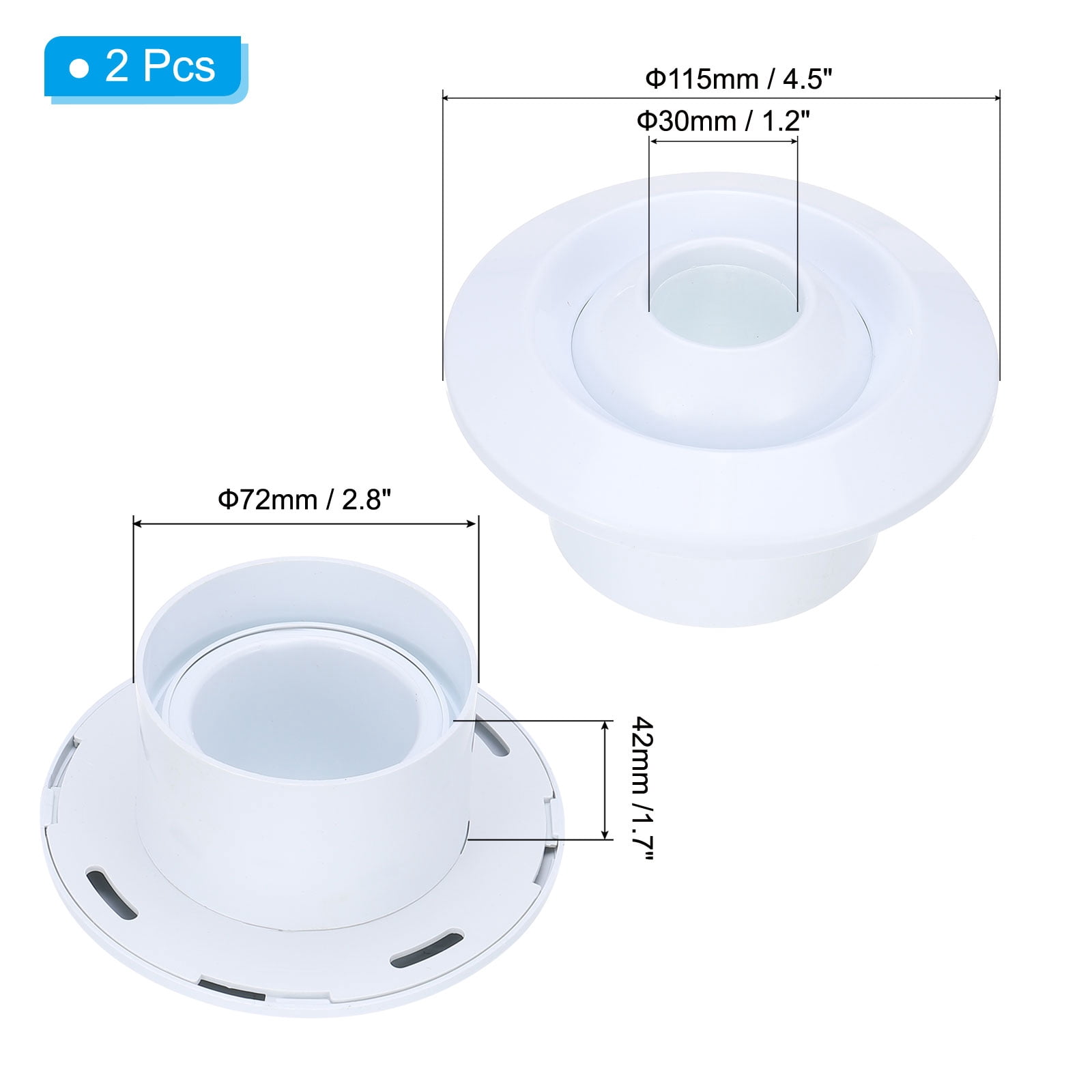 Uxcell 3 Inch Round Air Vent Covers, 2pcs ABS Adjustable Ball Jet Nozzle Air Diffuser for Bathroom Kitchen, White