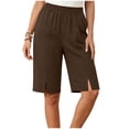 thumbnail image 6 of Elvqul Womens Shorts with Pockets Bermuda Shorts Summer Lounge Mid-Rise Knee Length Shorts for Women, 6 of 9