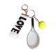 thumbnail image 1 of Llavero con forma de raqueta de tenis, regalo para Año Nuevo, San Valentín, bolso, mujeres y hombres. Blanco plateado, 1 of 9