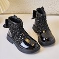 thumbnail image 4 of KPOPLK Girls Ankle Boots with Side Zipper & Lace Up – Stylish Comfort Shoes with Glitter for Toddlers Little Kids & Big Kids(11.5,Black), 4 of 5
