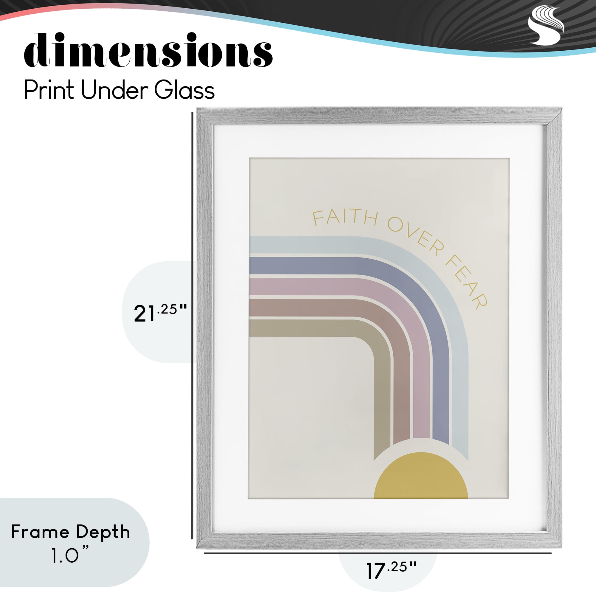 Stupell Industries Faith Over Fear Rainbow Gray Framed Print Under Glass, design by SD Graphics Studio