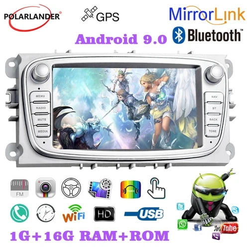2 Din BT Silver Touch Screen For Ford/Focus/S-Max/Mondeo 9/GalaxyC-Max 7'' Audio Player Car Radio MP5 Player Car Stereo Car Audio