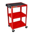 thumbnail image 2 of Luxor LEADER™ Adjustable-Height Three-Shelf Media Utility Cart, 24" W x 18" D, Red, 2 of 5