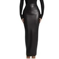 thumbnail image 2 of QATAINLAV Women's Faux Leather Long Skirt with Double Zipper High Waisted Bodycon Pencil Skirt Office Clubwear, Black, L, Gifts for Girls, 2 of 6