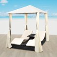 thumbnail image 1 of vidaXL Double Sun Lounger with Curtains Poly Rattan Black, 1 of 5