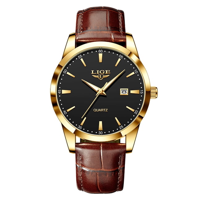 Reloj de hombre de cuero militar LIGE - Impermeable LG89143B