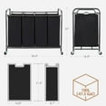 thumbnail image 3 of Laundry Sorter 4 Section 47.8 Gal 181 L Laundry Hamper with Wheels Clothes Divider Basket Sorter Clothes Separator Hamper Cart with Wheels and Removable Bags Black, 3 of 8