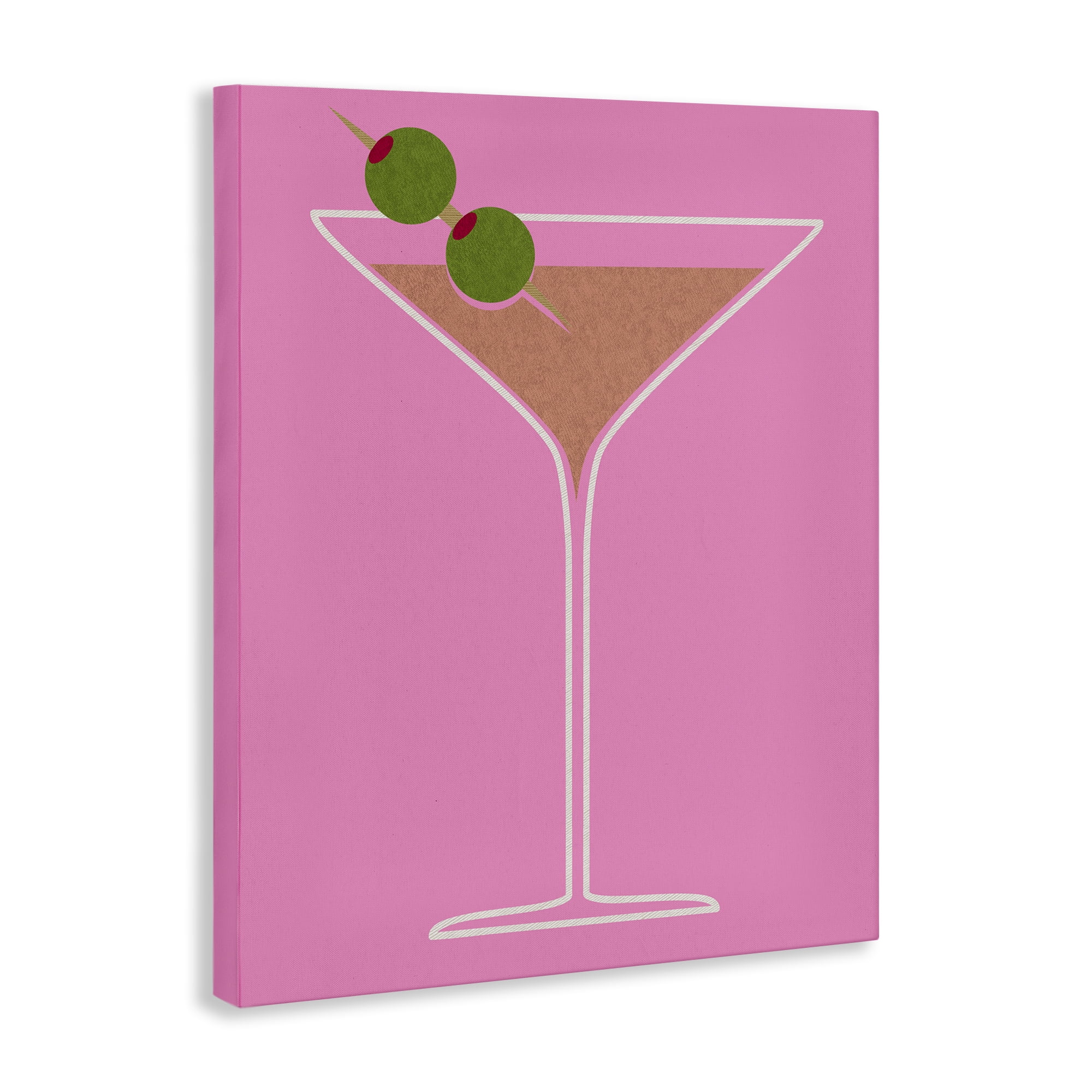 Stupell Industries Dirty Martini on Pink Food & Beverage Painting Gallery Wrapped Canvas Art Print Wall Art, 36 x 48