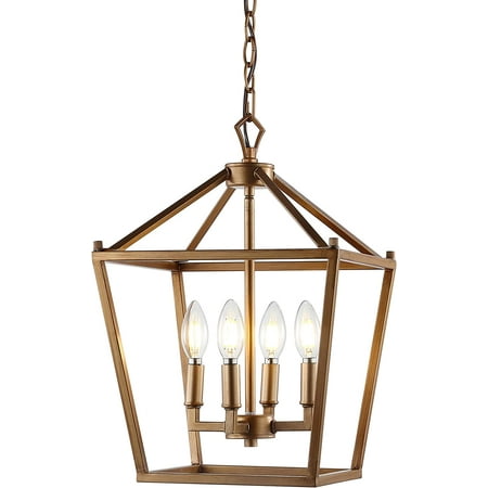 

HUIXIAN JYL7436B Pagoda Lantern Dimmable Adjustable Metal LED Pendant Classic Traditional Farmhouse Dining Room Living Room Kitchen Foyer Bedroom Hallway 12 in Antique Gold