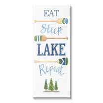 Eat Sleep Lake Repeat Oars Phrase Inspirational Graphic Art Gallery Wrapped Canvas Print Wall Art