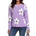 thumbnail image 5 of Yokua Women's Floral Pattern Round Neck Long Sleeve Casual Loose Knit Sweater, 5 of 9