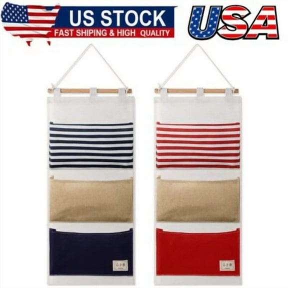 2X Fish Extenders Hanging Organizer With Pockets Wall Hanging Storage Bag Linen
