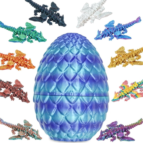 10pcs Mini Flying Dragons In Dragon Egg 3D Printed Collectible Fantasy Toy Gift Set For Kids Boys Girls Teens Birthday Easter Christmas Stocking Party Favor Display(Starlit Blue)