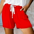 thumbnail image 2 of Riforla Women's Fashionable Printed Drawstring Shorts Summer Elastic Waist Casual and Lightweight with Pockets Shorts for Women Red M, 2 of 6