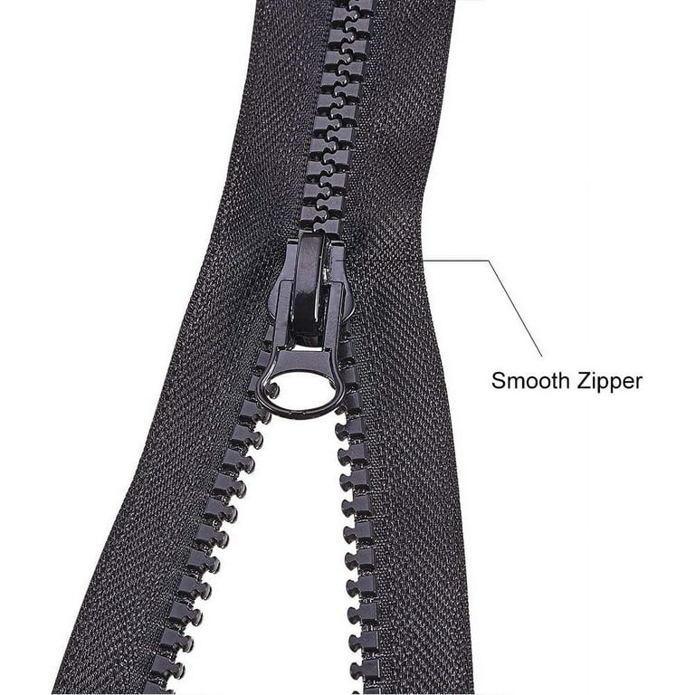 2PCS #8 32 Inch Two Way Separating Plastic Zippers Black Heavy Duty Resin  Zippers Bulk for Sewing Coat Down Jacket Tailor Craft 