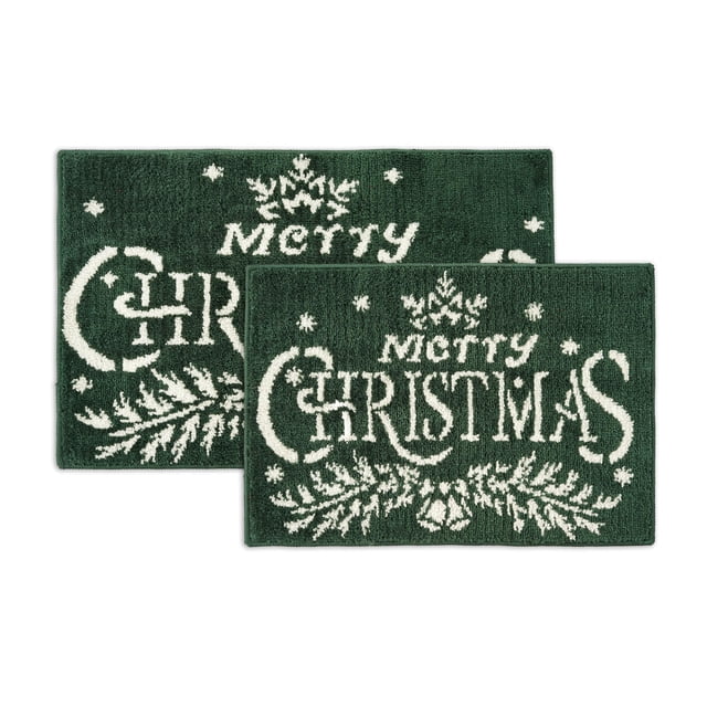 Juego de alfombras de baño LANE LINEN Christmas Green, 2 piezas