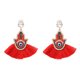 thumbnail image 1 of Pendientes de moda para mujer, pendientes de borla simples en forma de abanico, regalo de joyería (rojo), 1 of 3