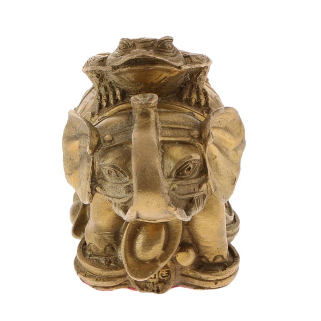 Figuras de elefante rana de tres patas de latón Feng Shui para el dinero METRO