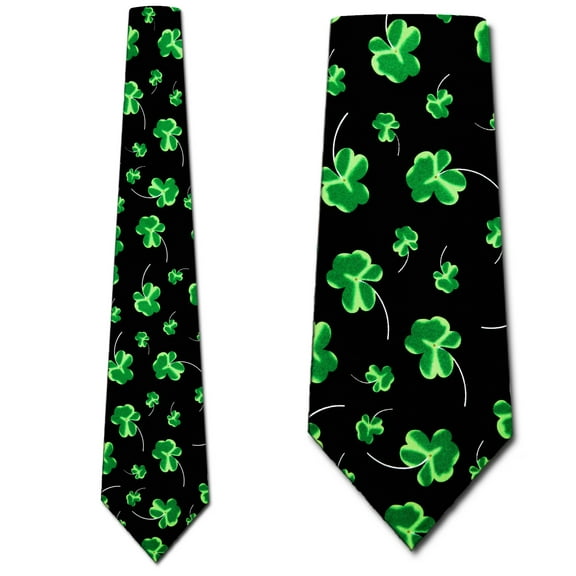 Shaded Clovers (Black) Necktie Mens Tie