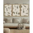thumbnail image 5 of SHENIFY large 24x36in3pcs Natural Framed Boho Abstract Wall Art Mid-Century Duotone Minimal Dark Brush Stroke Neutral Modern Minimalist Painting Decorative Artwork, 5 of 6