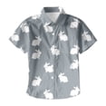 thumbnail image 4 of Boys Tshirts Boys Easter Bunny Print Short Sleeve Button Down Shirt with Pocket Girls' Tops Grey 7-8 Years, 4 of 4