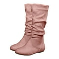 thumbnail image 6 of Womens Slouch Mid Calf Boots with Side Zipper Winter Fall Casual Suede No Heel Short Dress Boots for Ladies, 6 of 8
