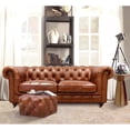 thumbnail image 4 of Pasargad Home Chester Bay 2 Seat Genuine Leather Tufted Loveseat in Brown, 4 of 5