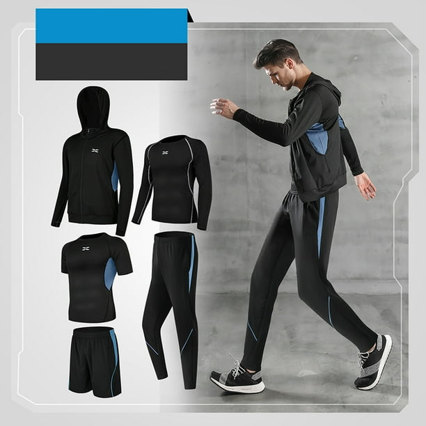 5pcs Hommes Seance d Entrainement Vetements Tenue Fitness Vetements Gym Course en Plein Air Pantalons de Compression Haut de Chemise Walmart